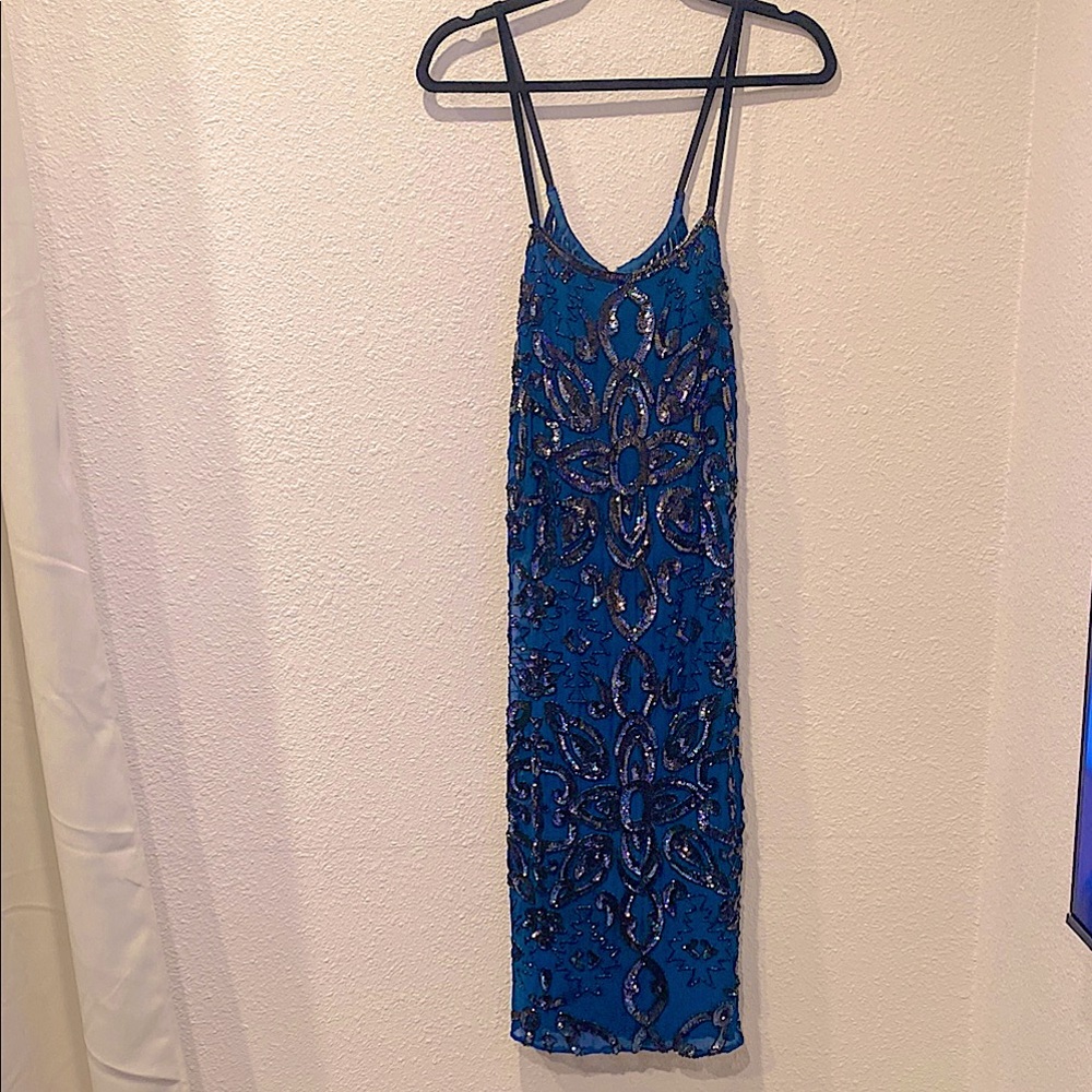 Vtg beaded‎ sequins midi dress